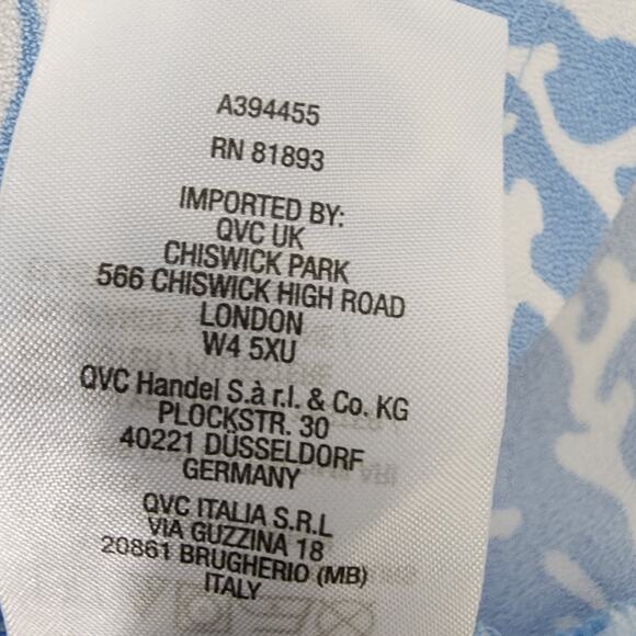 Denim & Co. Womens Printed V-Neck 3/4-Sleeves Tunic Top Chambray Blue Size Large - Picture 9 of 9